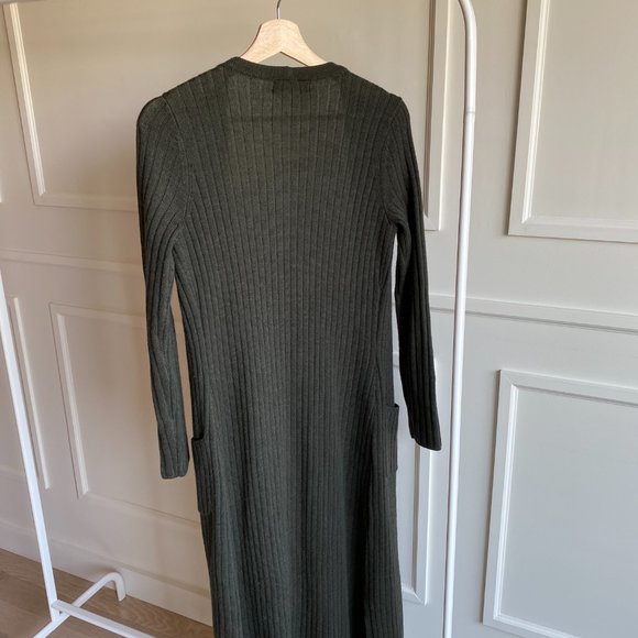 INTERMIX Ribbed Duster Cardigan Sweater - Green - Picture 5 of 15